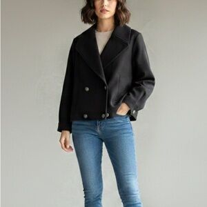 NVLT Black Double Breasted Wool Blend Jacket Coat Women’s M Medium NWT